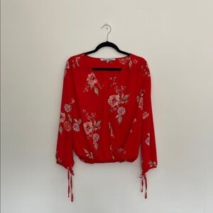 collective concepts red blouse with floral print size medium